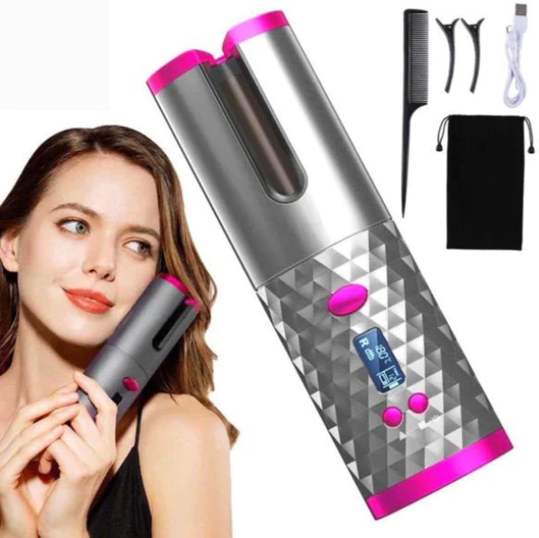 Portable Wireless Automatic Hair Curler – LED Display, 6 Heat Settings & Timer | Waves & Curls, Travel & Home Use