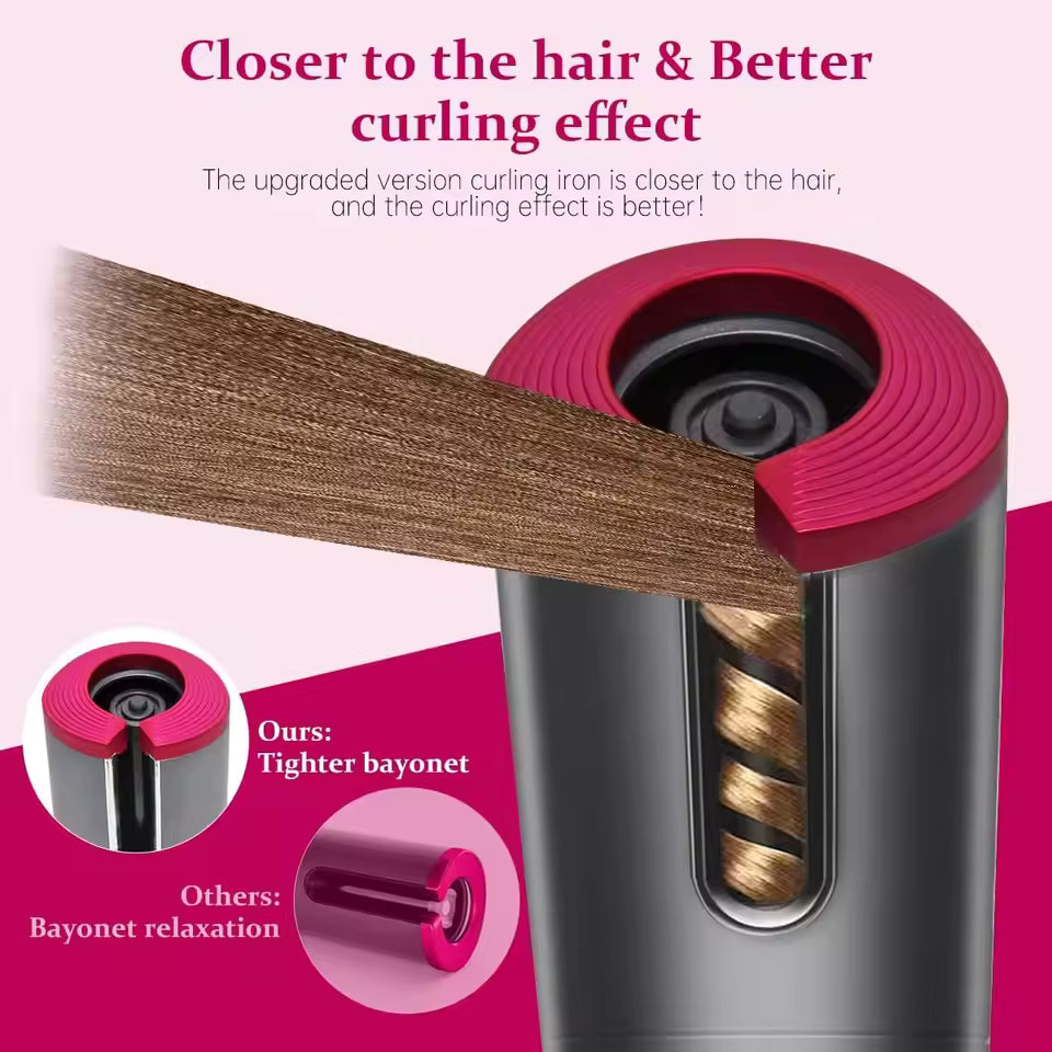 Portable Wireless Automatic Hair Curler – LED Display, 6 Heat Settings & Timer | Waves & Curls, Travel & Home Use