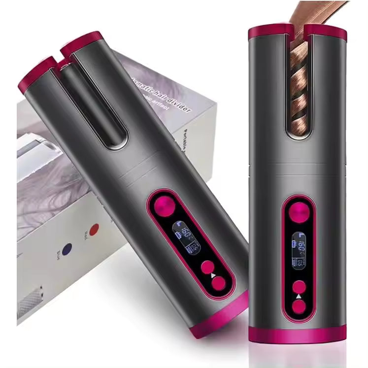Portable Wireless Automatic Hair Curler – LED Display, 6 Heat Settings & Timer | Waves & Curls, Travel & Home Use
