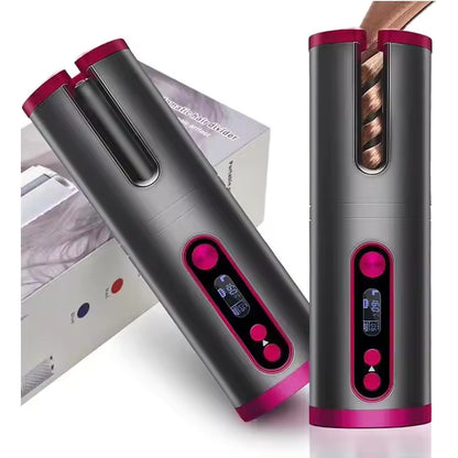 Portable Wireless Automatic Hair Curler – LED Display, 6 Heat Settings & Timer | Waves & Curls, Travel & Home Use