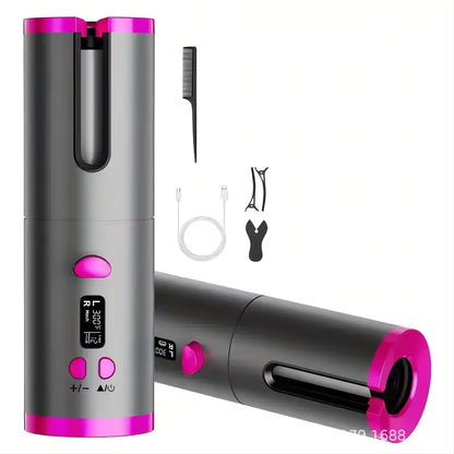 Portable Wireless Automatic Hair Curler – LED Display, 6 Heat Settings & Timer | Waves & Curls, Travel & Home Use