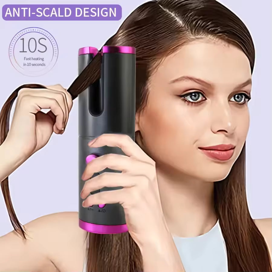 Portable Wireless Automatic Hair Curler – LED Display, 6 Heat Settings & Timer | Waves & Curls, Travel & Home Use