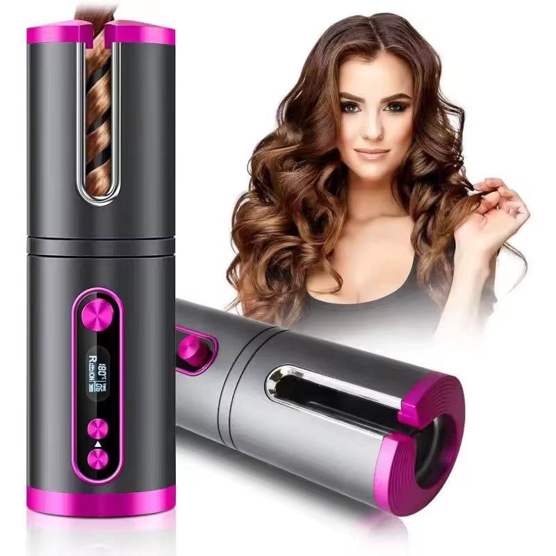 Portable Wireless Automatic Hair Curler – LED Display, 6 Heat Settings & Timer | Waves & Curls, Travel & Home Use