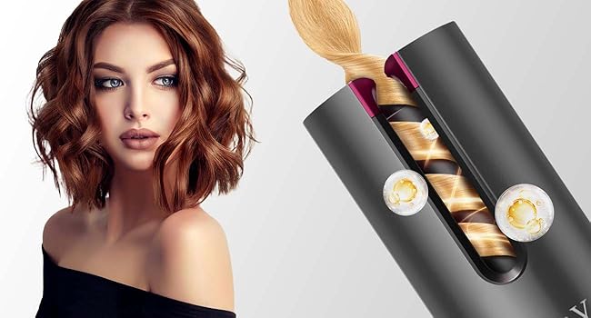 Portable Wireless Automatic Hair Curler – LED Display, 6 Heat Settings & Timer | Waves & Curls, Travel & Home Use