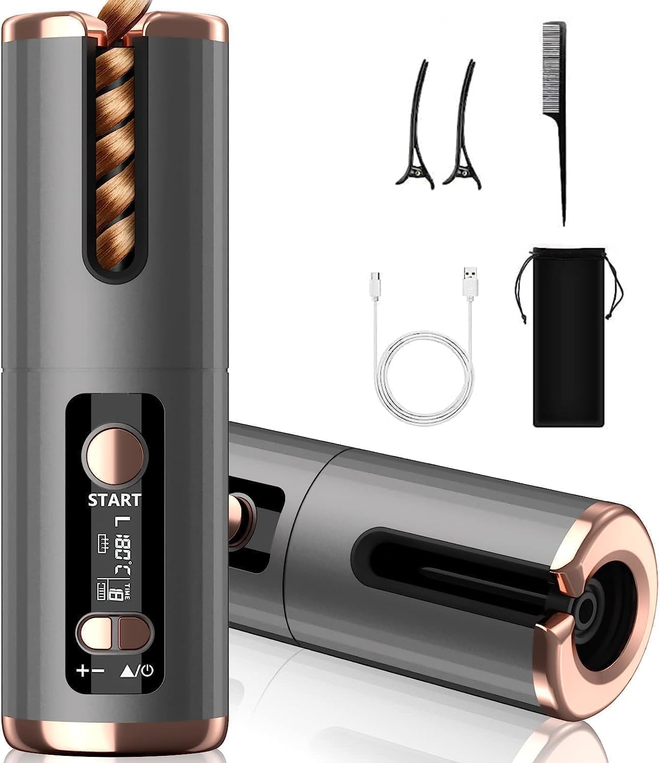 Portable Wireless Automatic Hair Curler – LED Display, 6 Heat Settings & Timer | Waves & Curls, Travel & Home Use